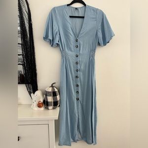 ZARA Chambray Midi Dress